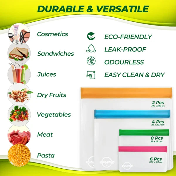 Bolsas reutilizables para almacenar alimentos en el congelador – 20 unidades