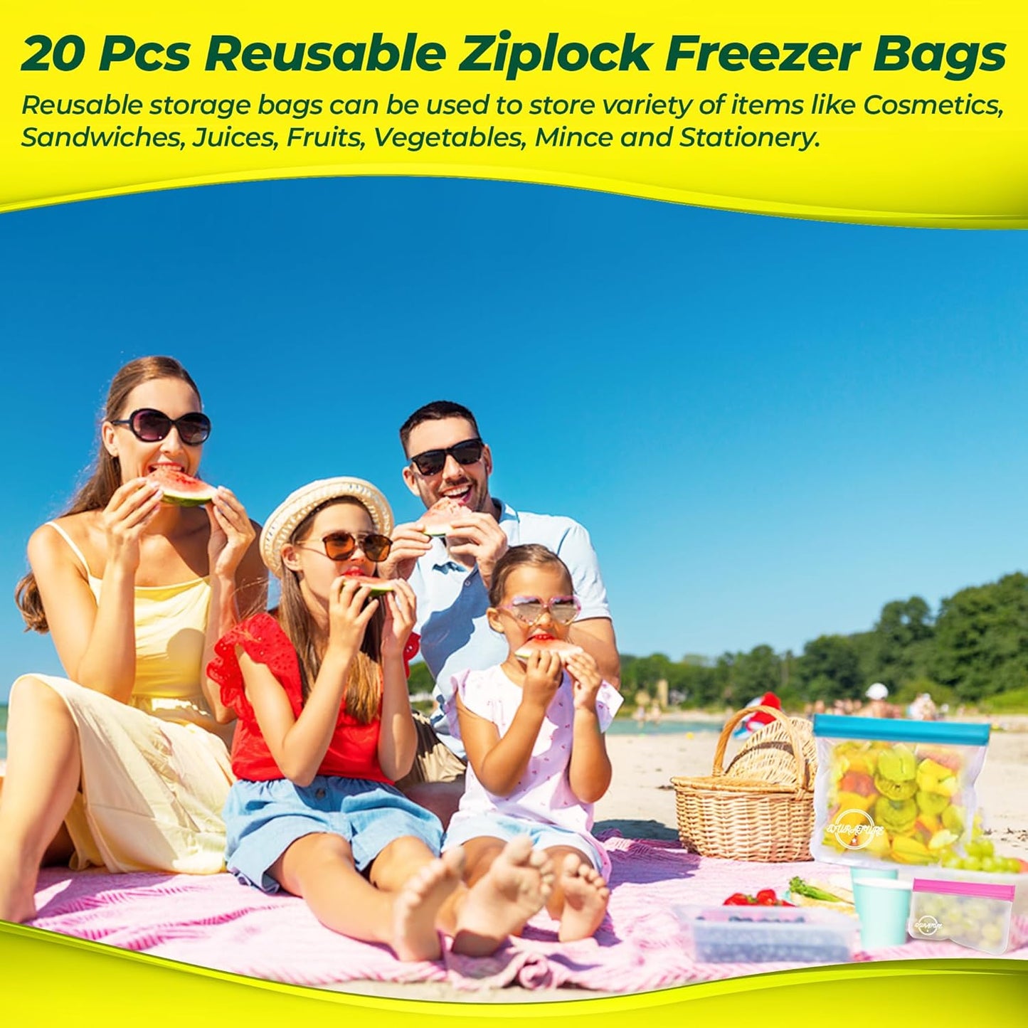 Bolsas reutilizables para almacenar alimentos en el congelador – 20 unidades