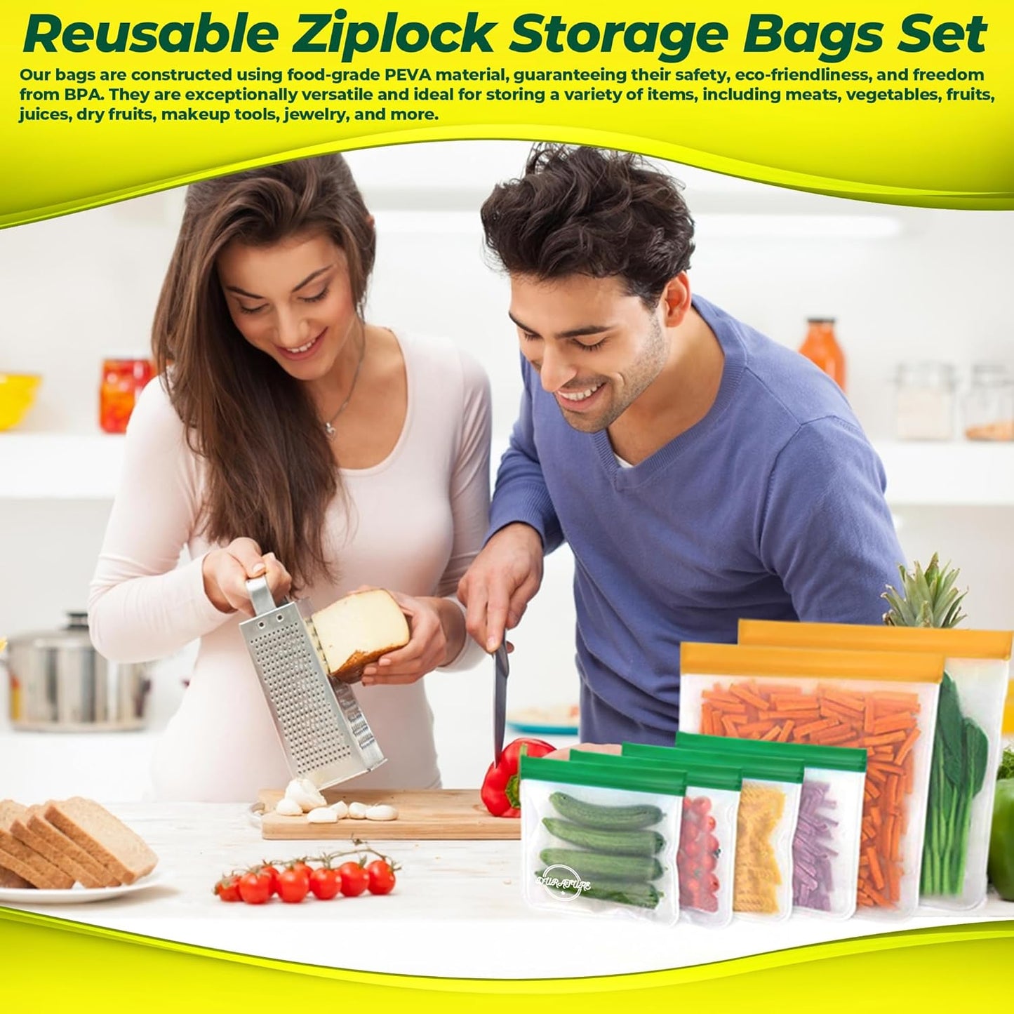 Bolsas reutilizables para almacenar alimentos en el congelador – 20 unidades