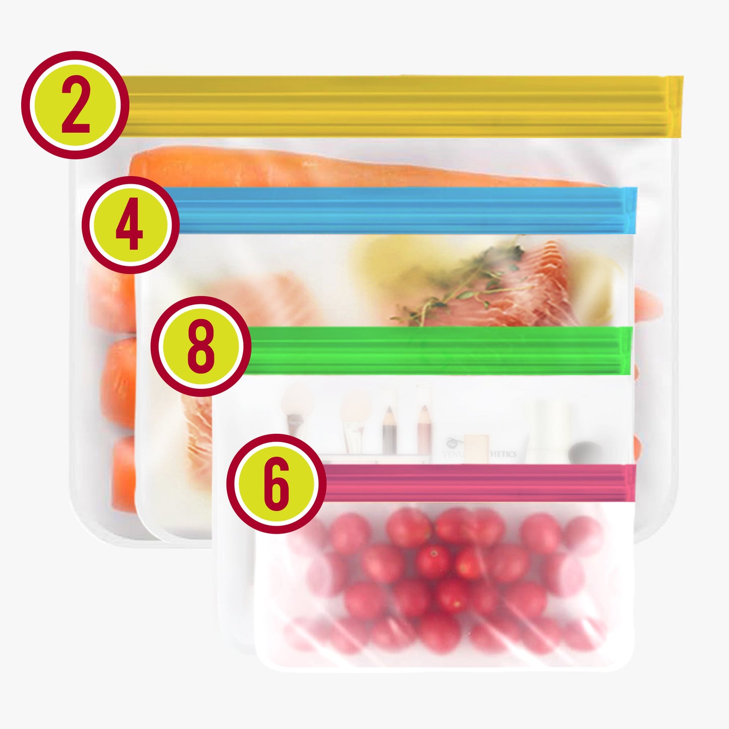 Bolsas reutilizables para almacenar alimentos en el congelador – 20 unidades