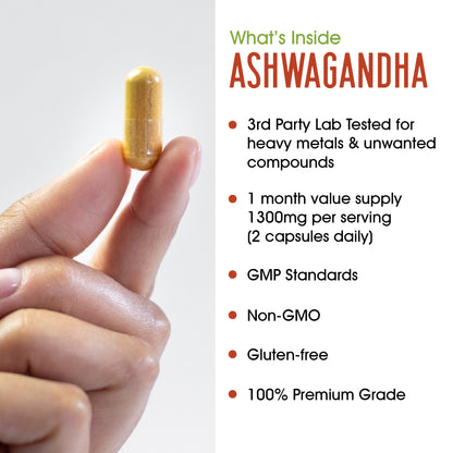 gmp standard | non gmo | gluten free | 100% organic ashwagandha capsules