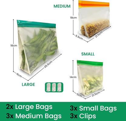 Bolsas para congelador reutilizables, herméticas y a prueba de fugas (8 unidades)