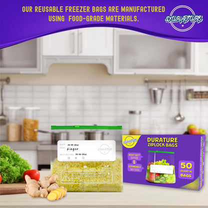 Quart Ziplock Food Bags (1L) – 50 Pcs
