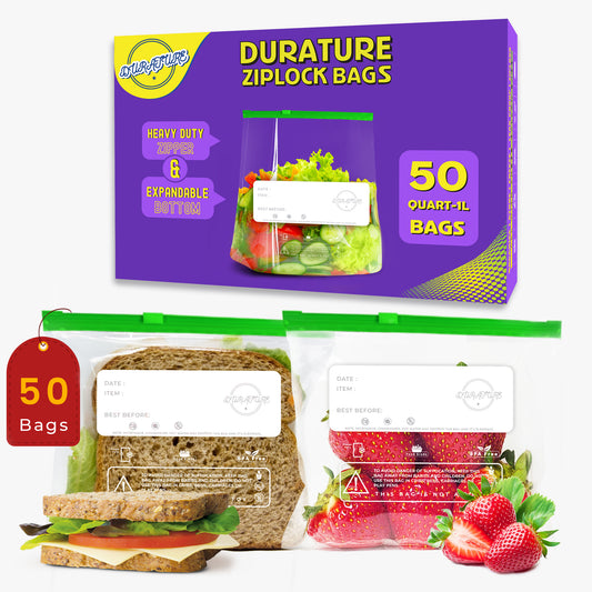 Quart Ziplock Food Bags (1L) – 50 Pcs