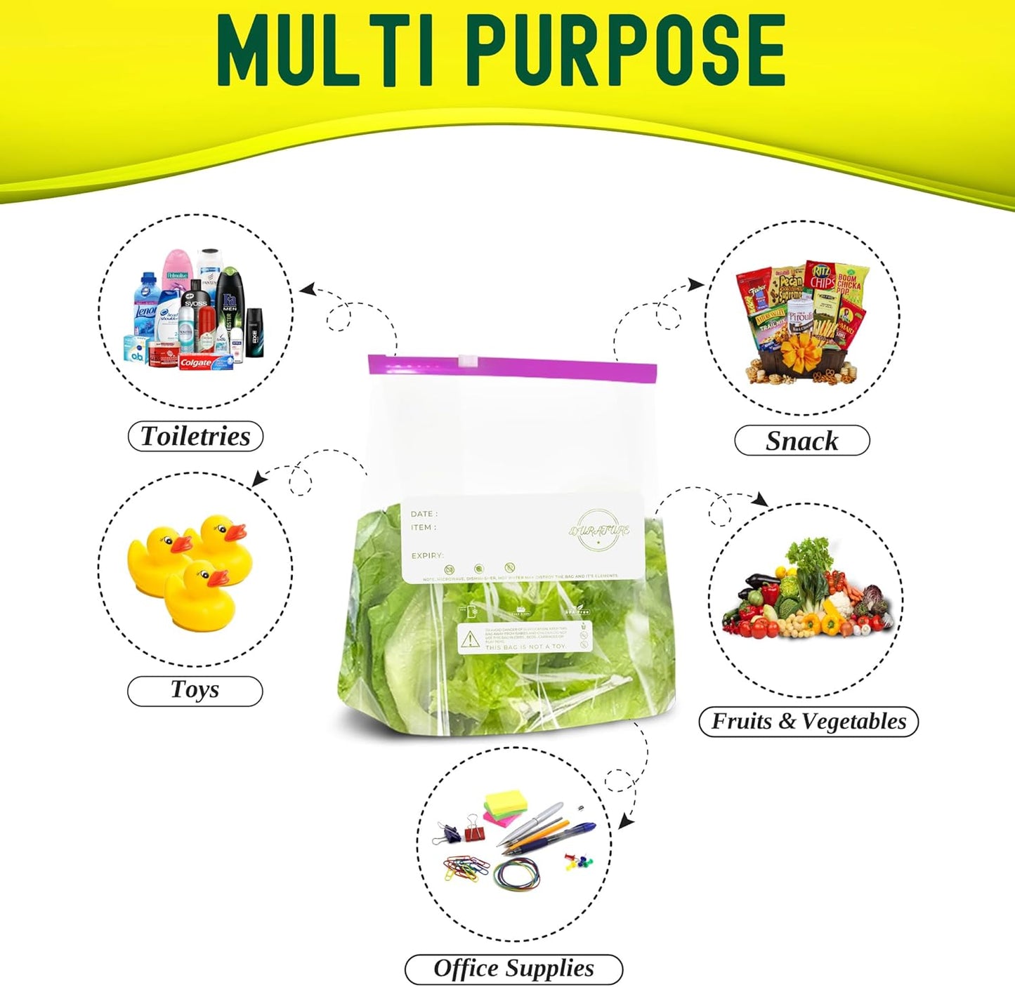 Bolsas para congelador reutilizables Ziplock de un galón (4,55 l) – 50 unidades