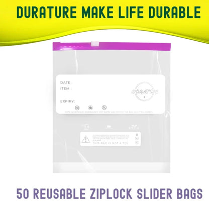 Bolsas para congelador reutilizables Ziplock de un galón (4,55 l) – 50 unidades